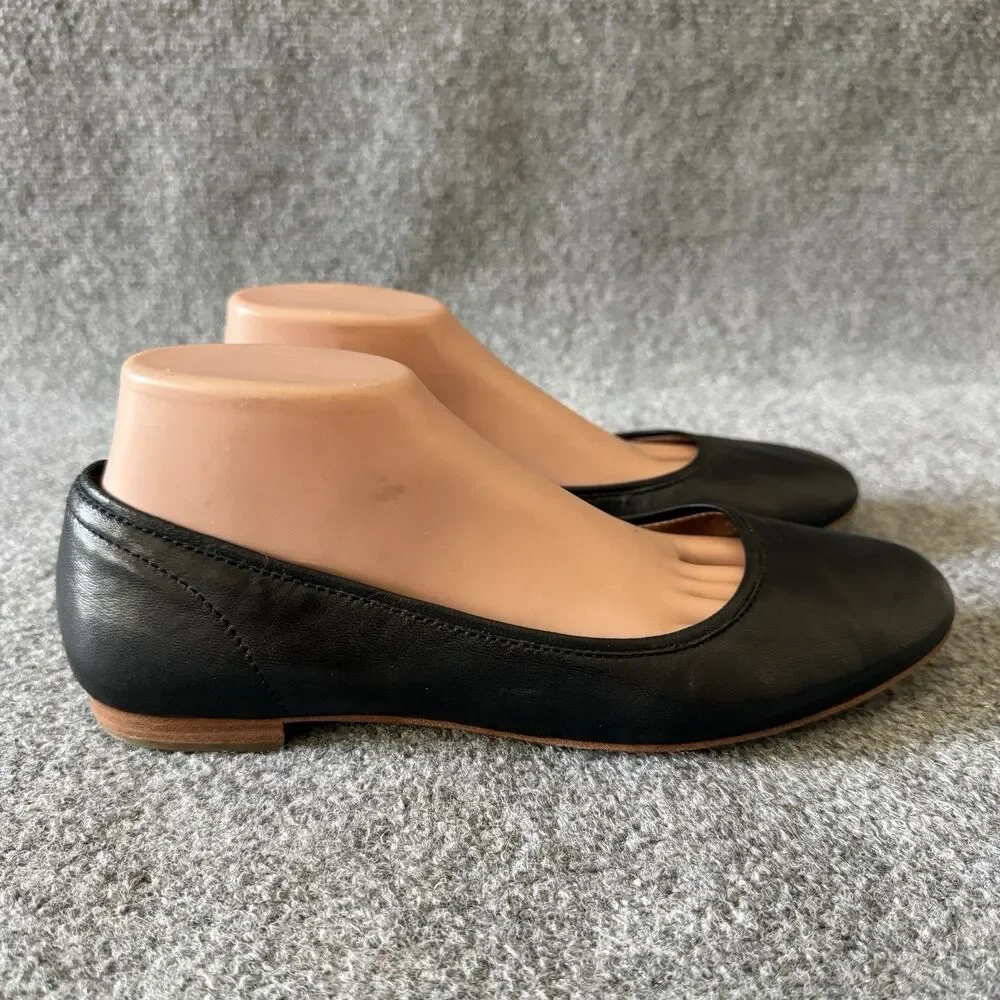 Frye Black Leather Slip-On Ballet Flat Round Toe Women's US 8.5 Comfort - Picture 5 of 10